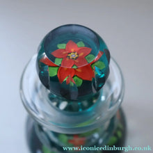 Load image into Gallery viewer, Large SCOTTISH Caithness Whitefriars Glass PERFUME BOTTLE. 1980s Red Clementis Design with Butterfly Cane
