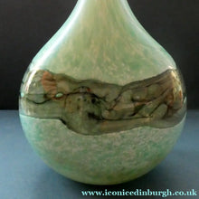 Load image into Gallery viewer, 1980s Maltese Mdina Lollipop Vase. Cloudy Opaque Glass with Undulating Grey Band. Height: 8 inches

