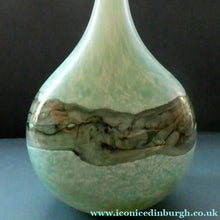 Load image into Gallery viewer, 1980s Maltese Mdina Lollipop Vase. Cloudy Opaque Glass with Undulating Grey Band. Height: 8 inches
