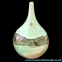 Load image into Gallery viewer, 1980s Maltese Mdina Lollipop Vase. Cloudy Opaque Glass with Undulating Grey Band. Height: 8 inches
