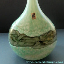 Load image into Gallery viewer, 1980s Maltese Mdina Lollipop Vase. Cloudy Opaque Glass with Undulating Grey Band. Height: 8 inches
