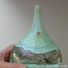 Load image into Gallery viewer, 1980s Maltese Mdina Lollipop Vase. Cloudy Opaque Glass with Undulating Grey Band. Height: 8 inches
