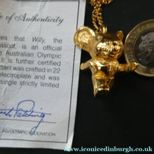 Load image into Gallery viewer, 1980s Austriallian Team Official Mascot. Willy the Koala Gold Necklace
