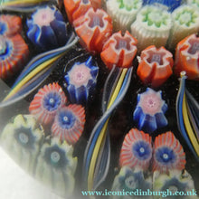 Load image into Gallery viewer, Scottish PERTHSHIRE Paperweight. Dark Black Ground. 10 Half Spokes &amp; Millefiori Canes

