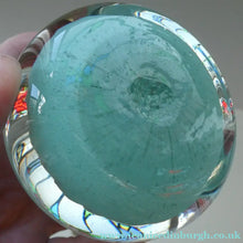 Load image into Gallery viewer, Vintage Scottish PERTHSHIRE Paperweight. Pale Sea Green Ground, 11 Spokes &amp; Millefiori Canes
