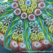 Load image into Gallery viewer, Vintage Scottish PERTHSHIRE Paperweight. Pale Sea Green Ground, 11 Spokes &amp; Millefiori Canes
