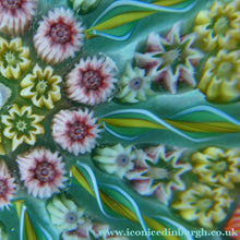 Load image into Gallery viewer, Vintage Scottish PERTHSHIRE Paperweight. Pale Sea Green Ground, 11 Spokes &amp; Millefiori Canes
