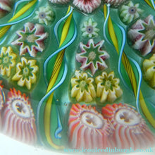 Load image into Gallery viewer, Vintage Scottish PERTHSHIRE Paperweight. Pale Sea Green Ground, 11 Spokes &amp; Millefiori Canes

