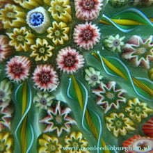 Load image into Gallery viewer, Vintage Scottish PERTHSHIRE Paperweight. Pale Sea Green Ground, 11 Spokes &amp; Millefiori Canes

