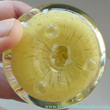 Load image into Gallery viewer, 1970s Scottish PERTHSHIRE Paperweight. Pale Yellow Ground. 9 Half Spokes &amp; Millefiori Canes
