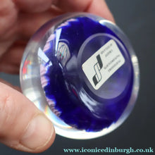 Load image into Gallery viewer, 1980s Perthshire Glass Paperweight. Smaller Size. Dark Blue Ground Eleven Spokes &amp; Millefiori Canes - Paperweight
