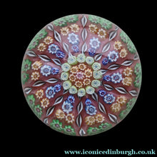Load image into Gallery viewer, Vintage Scottish PERTHSHIRE Paperweight. Sugar Pink Ground, 10 Short Spokes &amp; Millefiori Canes
