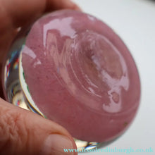Load image into Gallery viewer,  Vintage Scottish PERTHSHIRE Paperweight. Sugar Pink Ground, 10 Short Spokes &amp; Millefiori Canes
