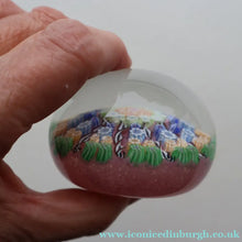 Load image into Gallery viewer, Vintage Scottish PERTHSHIRE Paperweight. Sugar Pink Ground, 10 Short Spokes &amp; Millefiori Canes
