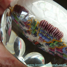 Load image into Gallery viewer, Vintage 1980s PERTHSHIRE PAPERWEIGHT. Millefiori Ground with Train Motif (PP 56)
