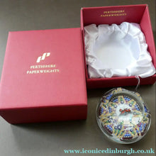 Load image into Gallery viewer, Vintage 1980s PERTHSHIRE PAPERWEIGHT. Millefiori Ground with Train Motif (PP 56)
