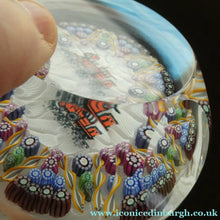 Load image into Gallery viewer, Vintage 1980s PERTHSHIRE PAPERWEIGHT. Millefiori Ground with Train Motif (PP 56)

