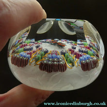 Load image into Gallery viewer, Vintage 1980s PERTHSHIRE PAPERWEIGHT. Millefiori Ground with Train Motif (PP 56)
