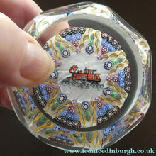 Load image into Gallery viewer, Vintage 1980s PERTHSHIRE PAPERWEIGHT. Millefiori Ground with Train Motif (PP 56)

