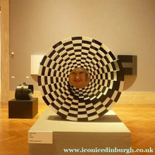 Load image into Gallery viewer, Valerie Thornton Hunter with Marcello Morandini Sculpture at the Musuem of Modern Art, Rome
