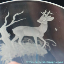 Load image into Gallery viewer, 1980s SCOTTISH STUDIO GLASS. Large Wine Glass with Engraved Deer Design by Norman Orr  (1924 - 1993)
