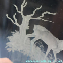 Load image into Gallery viewer, 1980s SCOTTISH STUDIO GLASS. Large Wine Glass with Engraved Deer Design by Norman Orr  (1924 - 1993)

