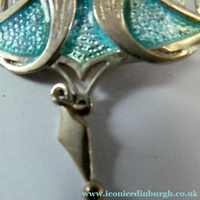 Load image into Gallery viewer, PAT CHENEY. Scottish Vintage 1980s Art Nouveau Style Silver Earrings with Turquoise Enamel
