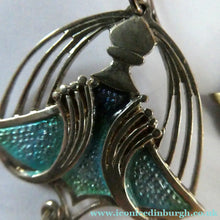Load image into Gallery viewer, PAT CHENEY. Scottish Vintage 1980s Art Nouveau Style Silver Earrings with Turquoise Enamel
