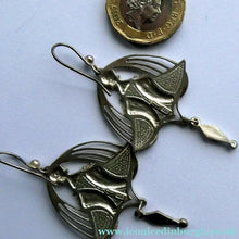 Load image into Gallery viewer, PAT CHENEY. Scottish Vintage 1980s Art Nouveau Style Silver Earrings with Turquoise Enamel

