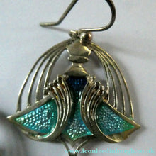 Load image into Gallery viewer, PAT CHENEY. Scottish Vintage 1980s Art Nouveau Style Silver Earrings with Turquoise Enamel
