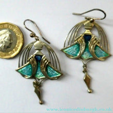 Load image into Gallery viewer, PAT CHENEY. Scottish Vintage 1980s Art Nouveau Style Silver Earrings with Turquoise Enamel
