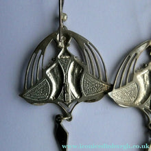 Load image into Gallery viewer, PAT CHENEY. Scottish Vintage 1980s Art Nouveau Style Silver Earrings with Turquoise Enamel
