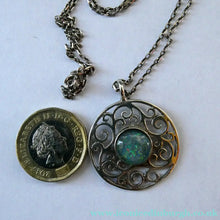 Load image into Gallery viewer, Stylish Vintage Scottish Silver Pendant with Opal Style Inclusion. 1980s Edinburgh Hallmark - Vintage Handbag
