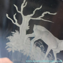 Load image into Gallery viewer, 1980s SCOTTISH STUDIO GLASS. Large Wine Glass with Engraved Deer Design by Norman Orr  (1924 - 1993)
