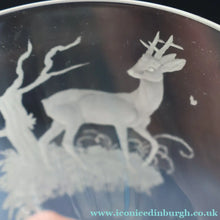 Load image into Gallery viewer, 1980s SCOTTISH STUDIO GLASS. Large Wine Glass with Engraved Deer Design by Norman Orr  (1924 - 1993)
