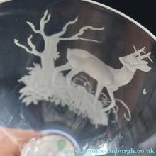 Load image into Gallery viewer, 1980s SCOTTISH STUDIO GLASS. Large Wine Glass with Engraved Deer Design by Norman Orr  (1924 - 1993)

