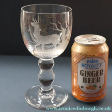 Load image into Gallery viewer, 1980s SCOTTISH STUDIO GLASS. Large Wine Glass with Engraved Deer Design by Norman Orr  (1924 - 1993)
