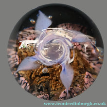 Load image into Gallery viewer, Early SELKIRK GLASS 1980s Scottish Paperweight.  MAGNUM Size with etched inscription and date on the base
