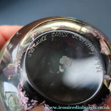Load image into Gallery viewer, Early SELKIRK GLASS 1980s Scottish Paperweight.  MAGNUM Size with etched inscription and date on the base
