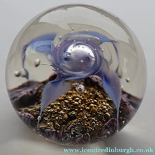 Load image into Gallery viewer, Early SELKIRK GLASS 1980s Scottish Paperweight.  MAGNUM Size with etched inscription and date on the base
