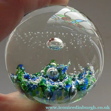 Load image into Gallery viewer, Pair of Early Scottish Selkirk Glass Paperweights Signed &amp; with original labels
