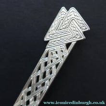 Load image into Gallery viewer, Vintage SHETLAND SILVER Decorative Kilt Pin Style Brooch. Hallmarked Edinburgh 19
