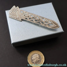 Load image into Gallery viewer, Vintage SHETLAND SILVER Decorative Kilt Pin Style Brooch. Hallmarked Edinburgh 19
