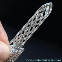 Load image into Gallery viewer, Vintage SHETLAND SILVER Decorative Kilt Pin Style Brooch. Hallmarked Edinburgh 19
