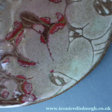 Load image into Gallery viewer, STUDIO POTTERY. Heavy Duty Trivet or Teapot Stand with Abstract Floral Motifs. Crich Pottery (Diana Worthy). 8 inch diameter
