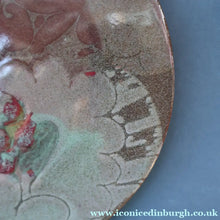 Load image into Gallery viewer, STUDIO POTTERY. Heavy Duty Trivet or Teapot Stand with Abstract Floral Motifs. Crich Pottery (Diana Worthy). 8 inch diameter
