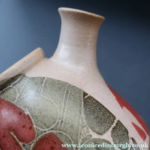 Load image into Gallery viewer, 1970s STUDIO POTTERY.  Small Teapot with Terracotta Abstract Floral Motifs. Crich Pottery (Diana Worthy)
