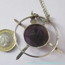 Load image into Gallery viewer, Stylish Vintage 1980s Hallmarked Silver Scottish Pendant with Amethyst Inclusion

