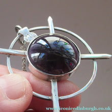 Load image into Gallery viewer, Stylish Vintage 1980s Hallmarked Silver Scottish Pendant with Amethyst Inclusion
