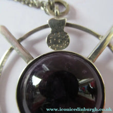 Load image into Gallery viewer, Stylish Vintage 1980s Hallmarked Silver Scottish Pendant with Amethyst Inclusion
